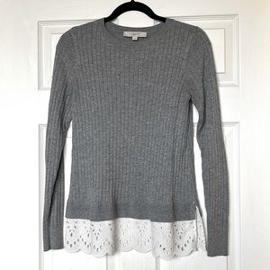 Sweater With Eyelet Layering